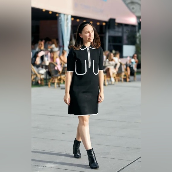 Zara Dresses & Skirts - ZARA  Womans Polo Sweater Dress Black Knit Short Sleeve SIZE: SMALL